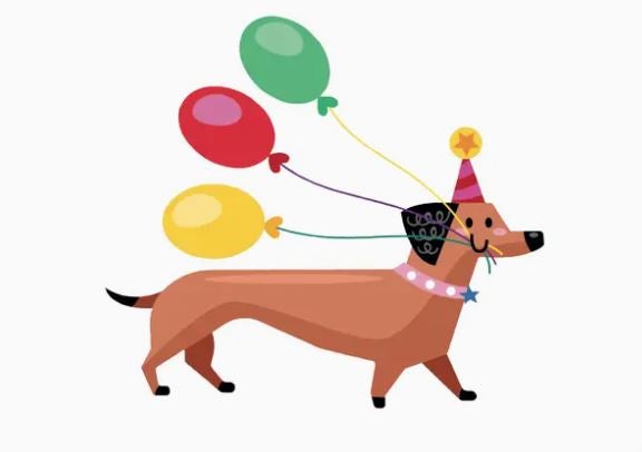 Postikortti Only Happy Things Stationery - Wienerdog Birthday Party