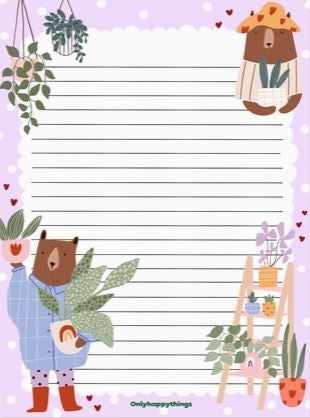 Kirjelehti&ouml; Only Happy Things Stationery A5 - Bears and plants