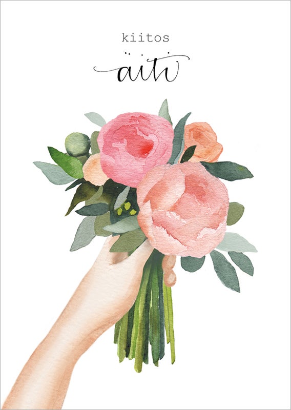 2-osainen kortti Henna Adel - Kukkakimppu, kiitos &auml;iti