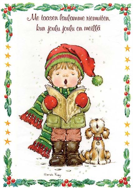 Joulukortti Sarah Kay - Me taasen laulamme riemuiten